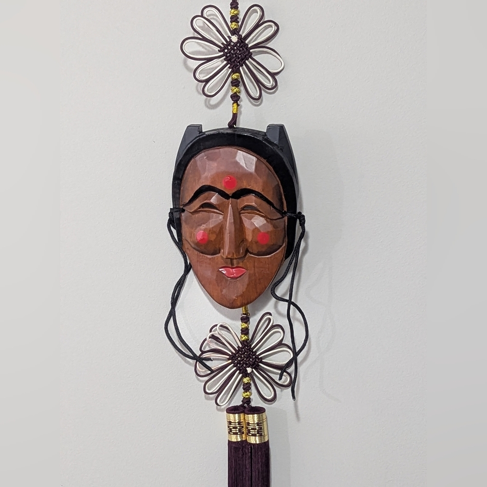 Vintage Korean Hahoetal Kaksi & Yangban Ceremonial Hahoe pyolsin-gut Carved Mask